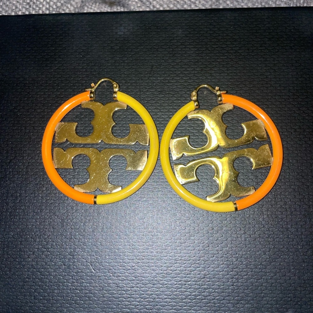 Tory Burch Miller Enamel Hoop Earring